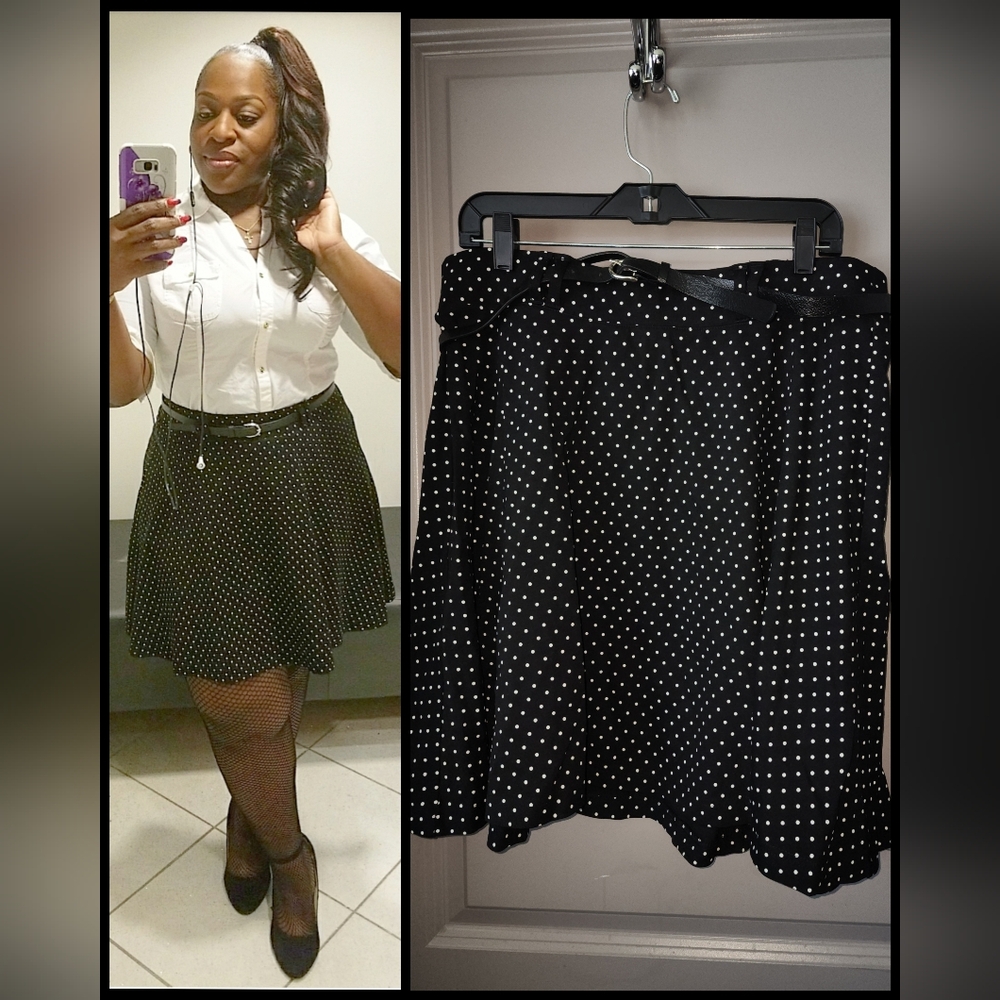 Black and White Polka Dot Skater Skirt